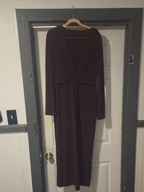 Zara Long Sleeve Maxi Dress in Deep Plum
